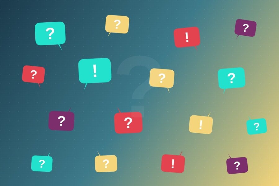Bulles de dialogue avec points d'interrogation et exclamation
