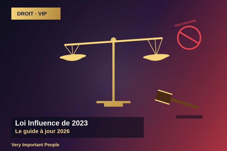 Balance de la justice et marteau de juge - Loi Influence 2023