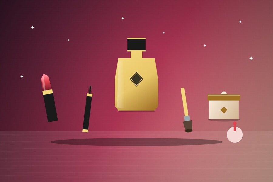 Cosmetiques de luxe parfum rouge a levres creme et accessoires